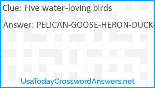 Five water-loving birds Answer