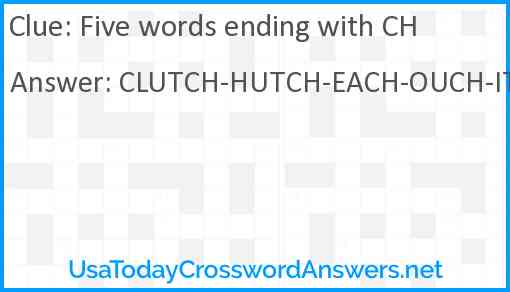 Five words ending with CH Answer