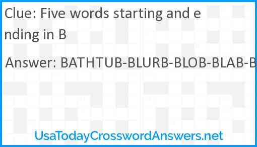 Five words starting and ending in B Answer