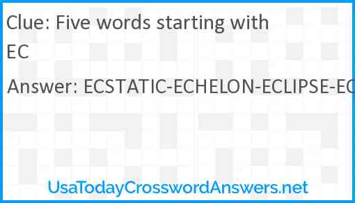 Five words starting with EC Answer