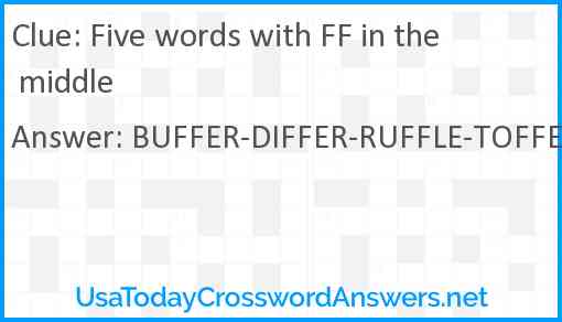 Five words with FF in the middle Answer