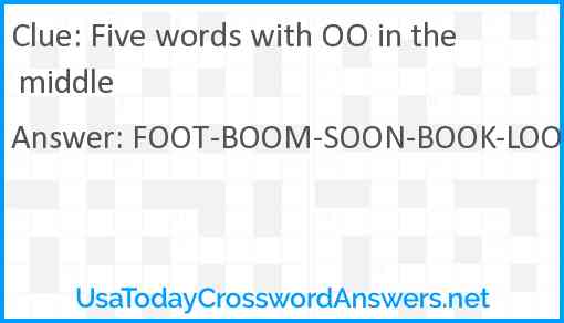 Five words with OO in the middle Answer