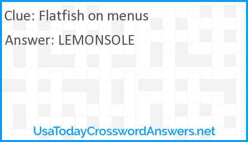 Flatfish on menus Answer