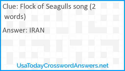 Flock of Seagulls song (2 words) Answer
