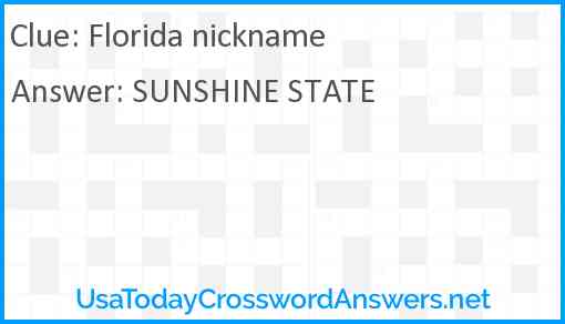 Florida nickname Answer