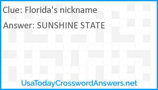 Florida's nickname Answer