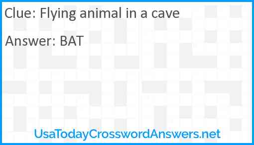 Flying animal in a cave Answer
