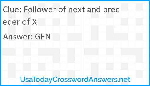 Follower of next and preceder of X Answer