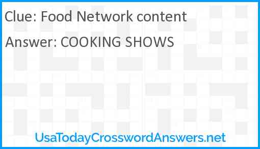 Food Network content Answer