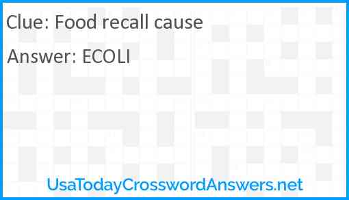 Food recall cause Answer