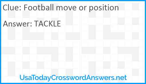 Football move or position Answer