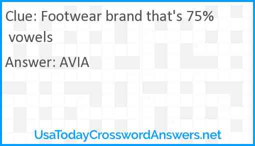 Footwear brand that's 75% vowels Answer