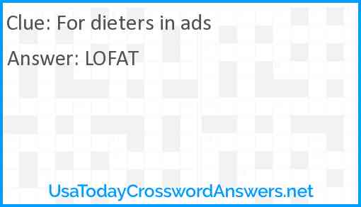 For dieters in ads Answer