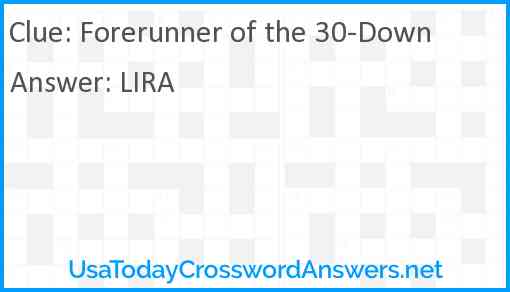 Forerunner of the 30-Down Answer