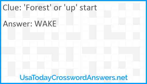 'Forest' or 'up' start Answer