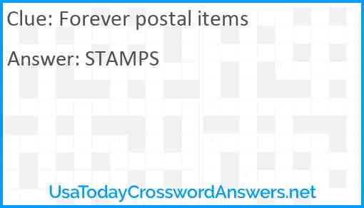 Forever postal items Answer