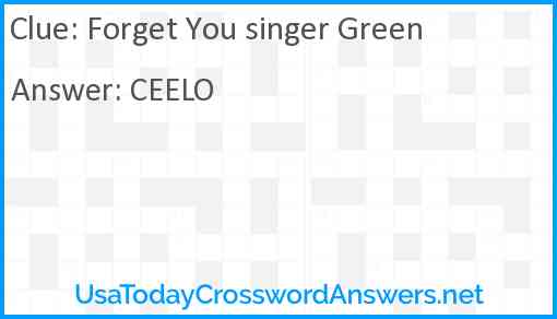 Forget You singer Green Answer