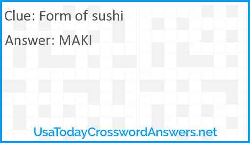 Form of sushi Answer