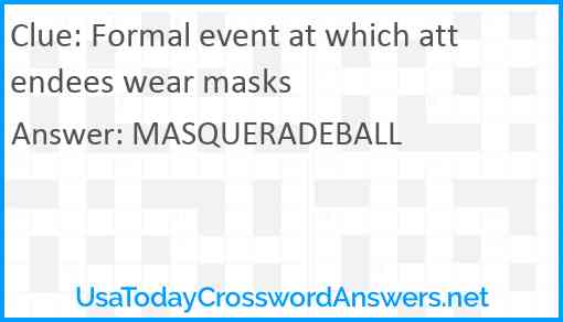 Formal event at which attendees wear masks Answer