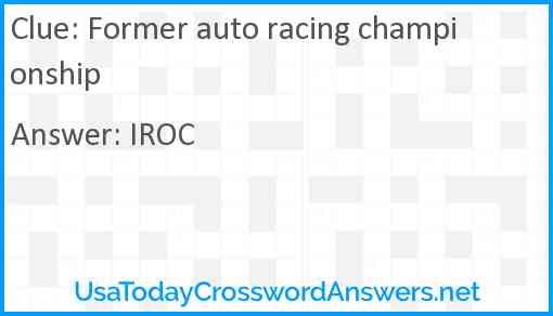 Former auto racing championship Answer