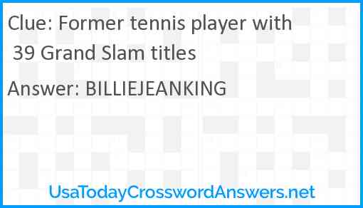 Former tennis player with 39 Grand Slam titles Answer