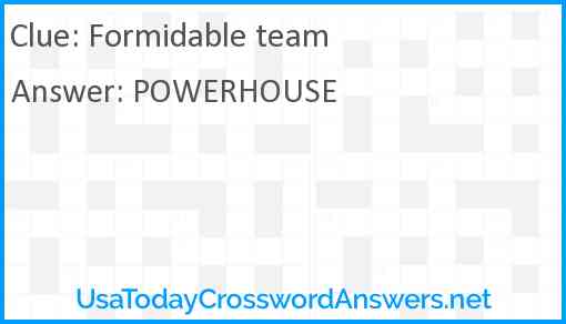Formidable team Answer