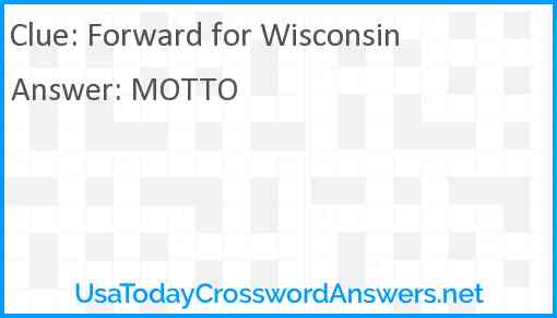 Forward for Wisconsin Answer