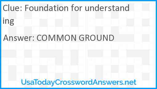 Foundation for understanding Answer