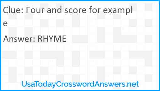 Four and score for example Answer