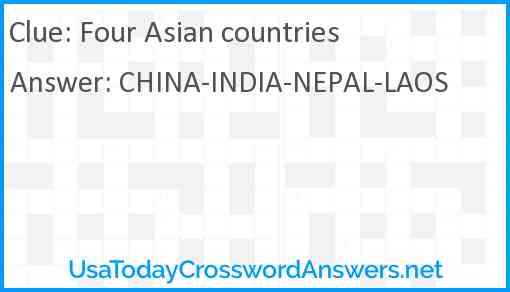 Four Asian countries Answer