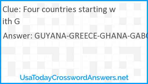 Four countries starting with G Answer