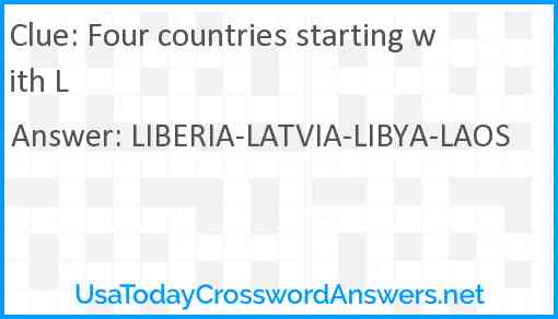 Four countries starting with L Answer