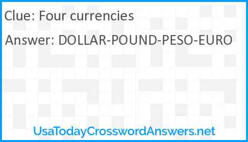 Four currencies Answer