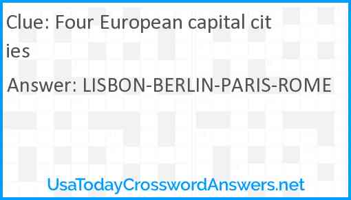Four European capital cities Answer