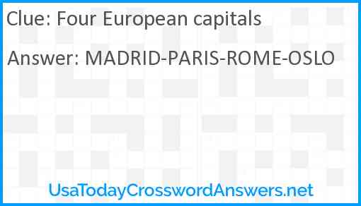 Four European capitals Answer