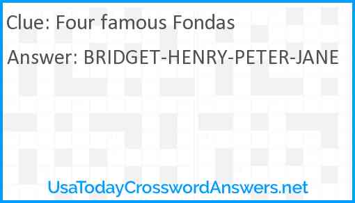 Four famous Fondas Answer