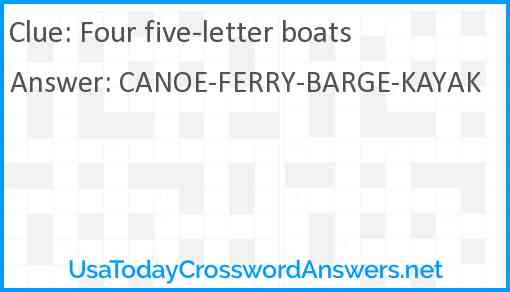 Four five-letter boats Answer