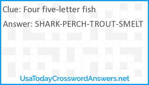 Four five-letter fish Answer