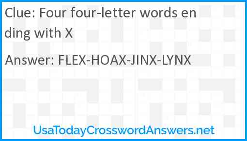 Four four-letter words ending with X Answer