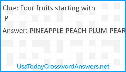 Four fruits starting with P Answer