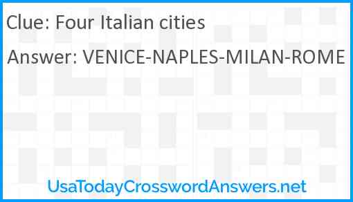 Four Italian cities Answer