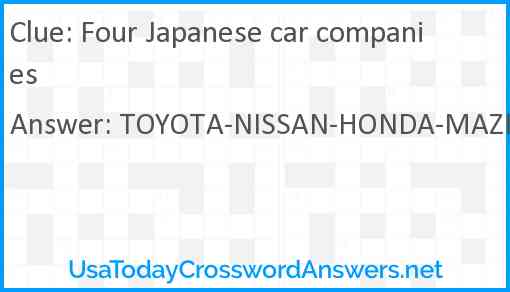 Four Japanese car companies Answer