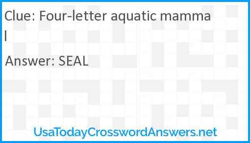 Four-letter aquatic mammal Answer