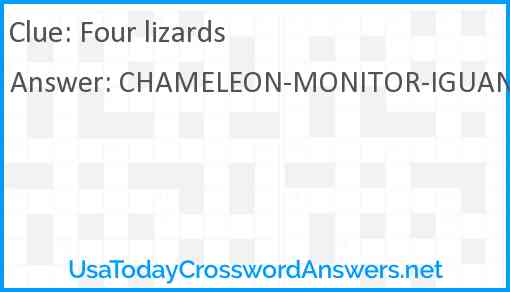 Four lizards crossword clue UsaTodayCrosswordAnswers net