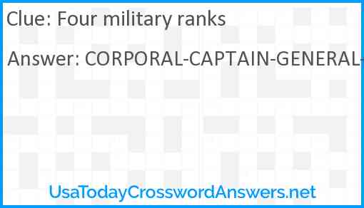 Four military ranks Answer