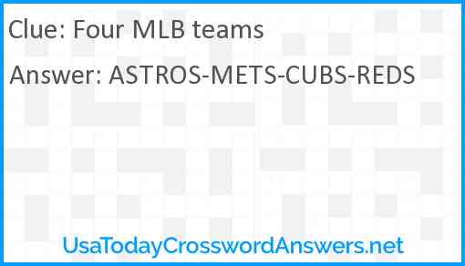 Four MLB teams Answer