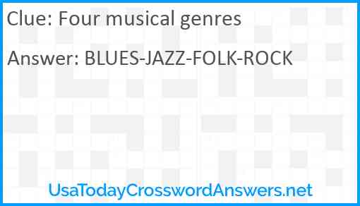 Four musical genres Answer