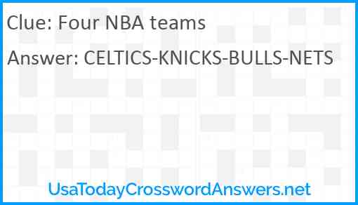 Four NBA teams Answer