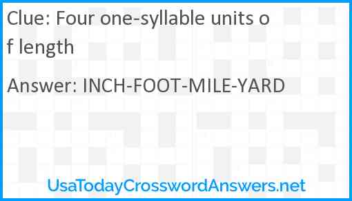 Four one-syllable units of length Answer