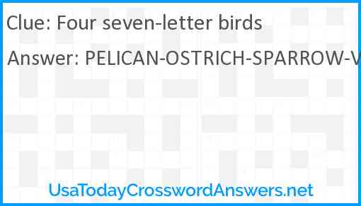 Four seven-letter birds Answer